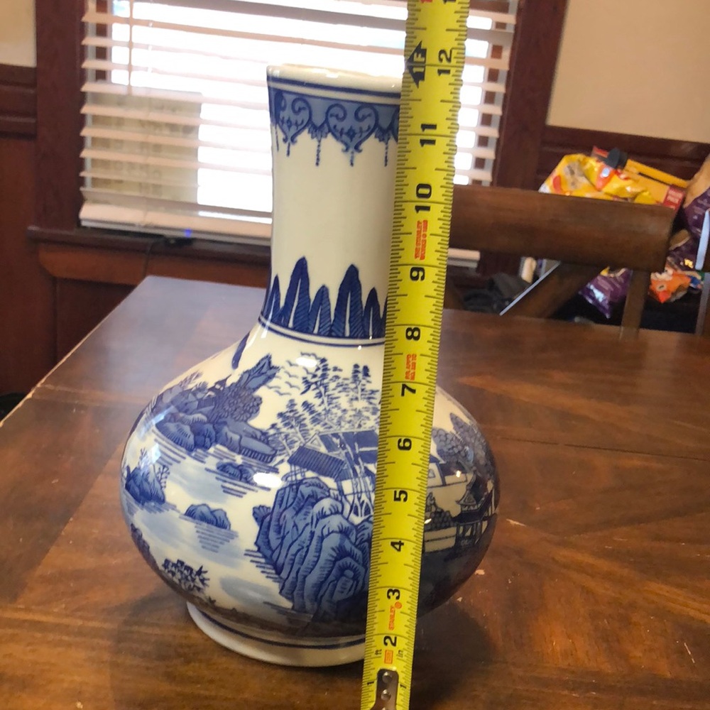 Scenic Blue and White Ceramic Vase - Picture 7 of 7